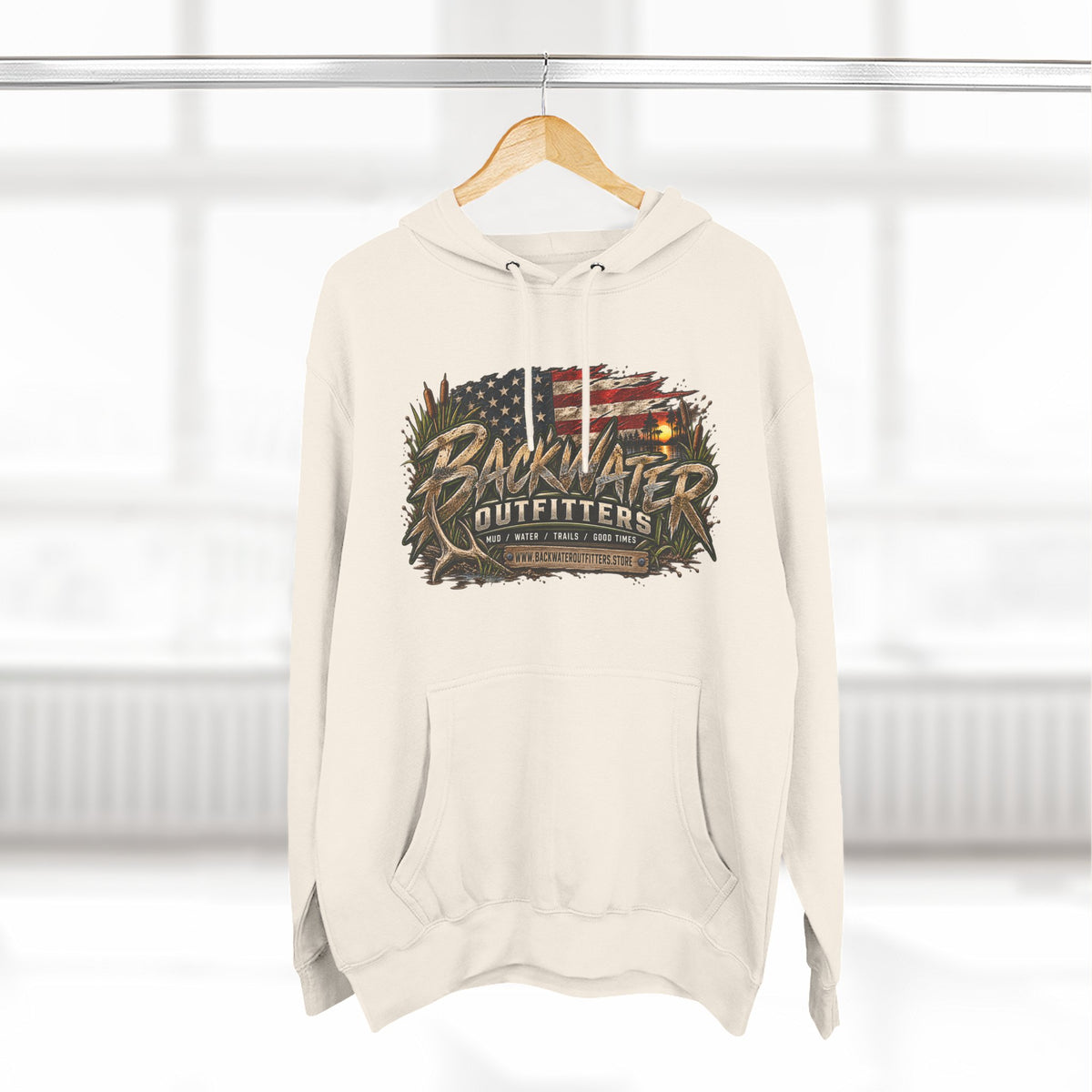 Backwater Outfitters Off-Road Hoodie – American Flag & UTV Graphic Fleece Printify