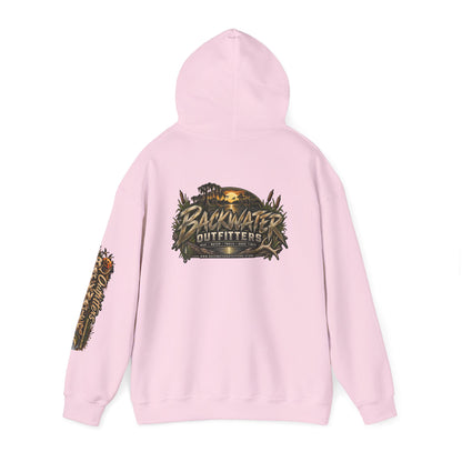 Simply Backwater Outfitters Hoodie — Outdoor Fishing Sunset Graphic Pullover Printify