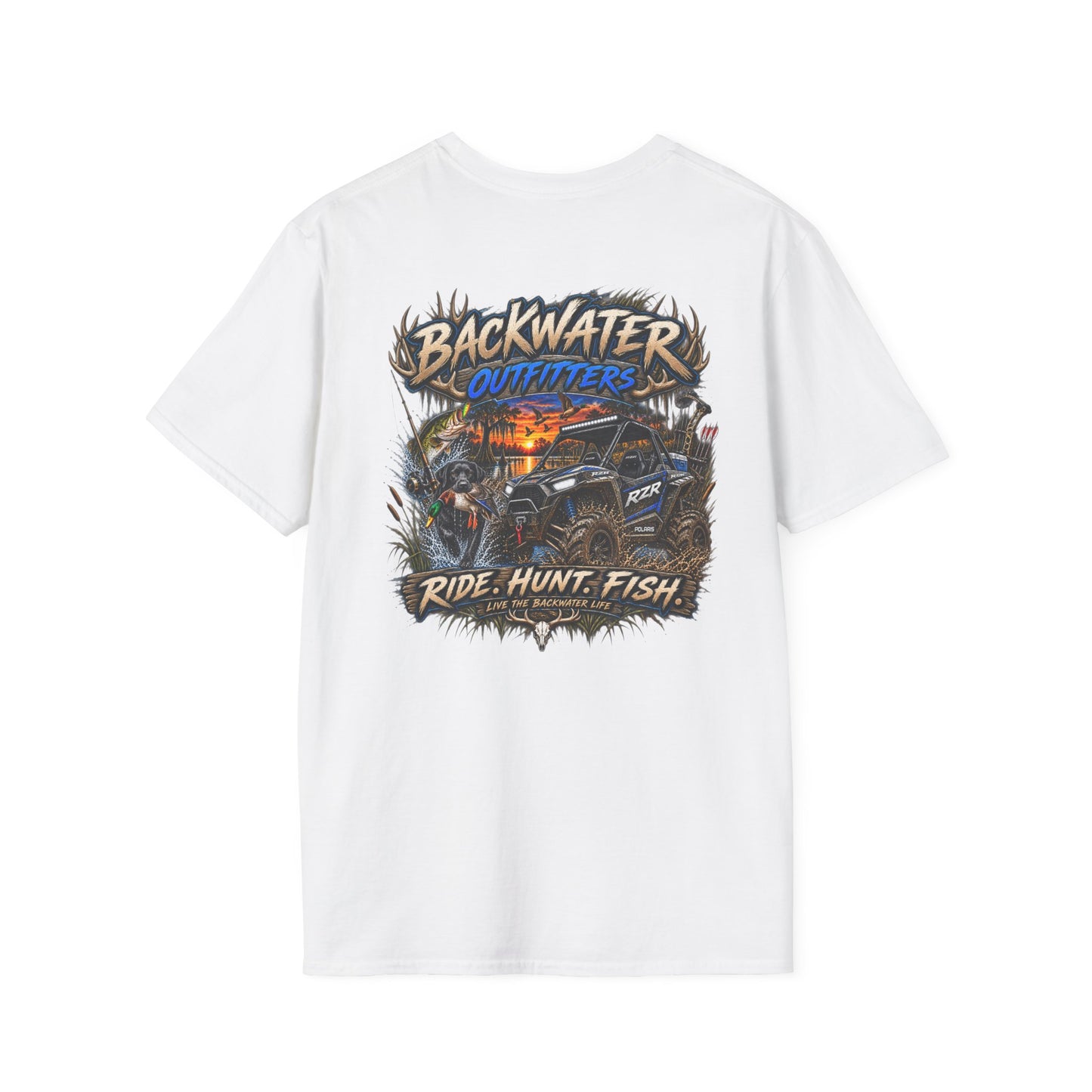 Backwater Outfitters T-Shirt — Rustic Camping & Fishing Logo Tee