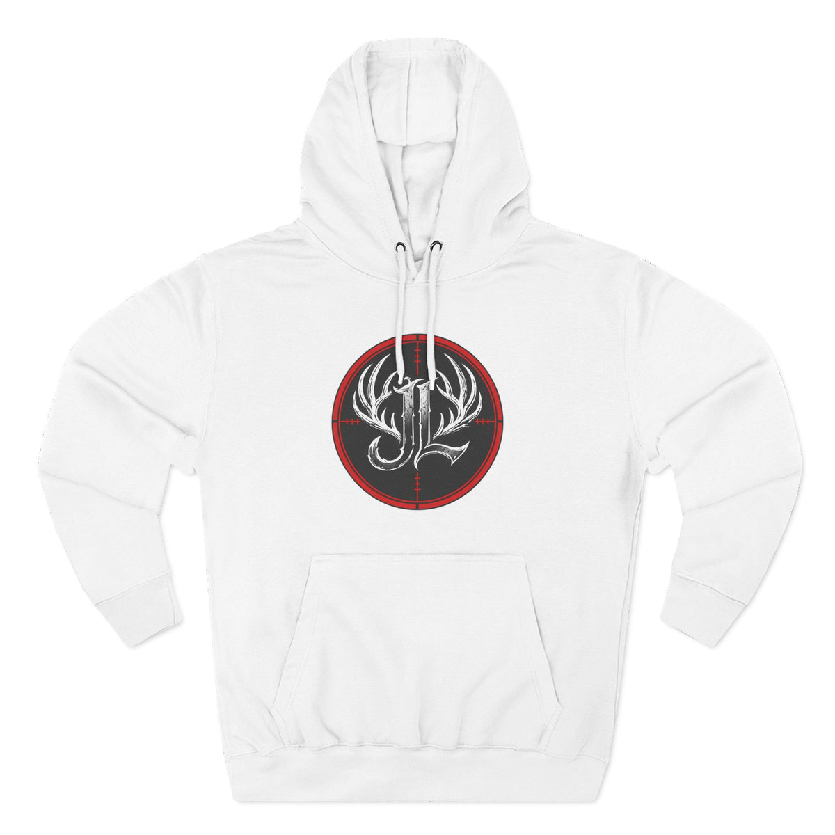 James Luker Hunting Logo Hoodie — Backwater Outfitters Antler Crest Fleece Hoodie Printify