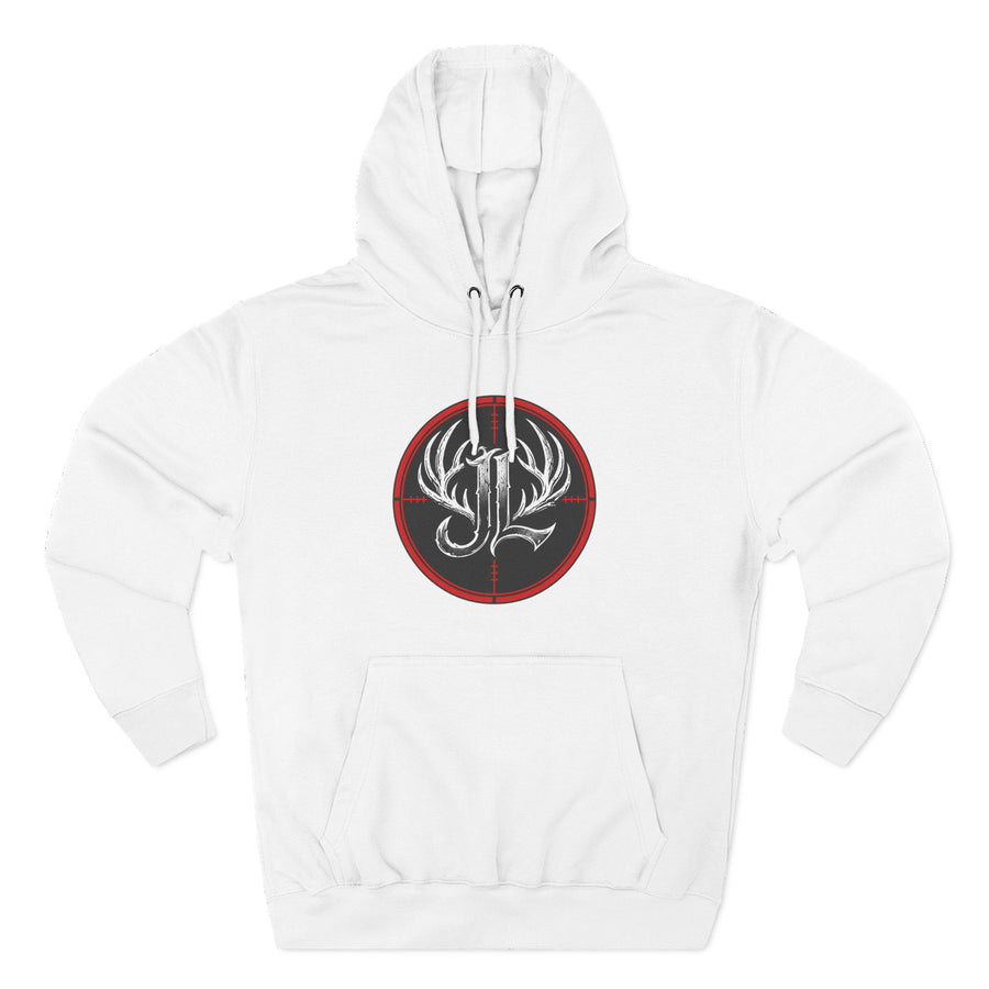 James Luker Hunting Logo Hoodie — Backwater Outfitters Antler Crest Fleece Hoodie Printify