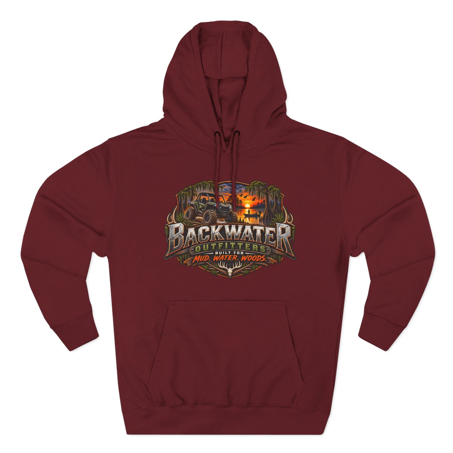 Backwater Outfitters Hoodie — Ride It, Hunt It, Fish It Graphic Pullover