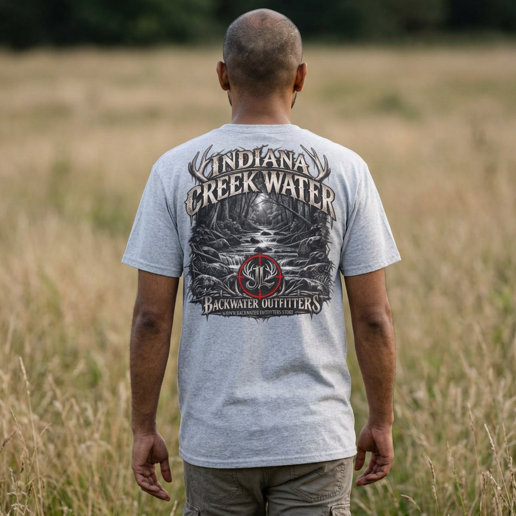 James Luker Indiana Creek Water Graphic T-Shirt — Backwater Outfitters Outdoor Tee Printify