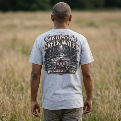James Luker Indiana Creek Water Graphic T-Shirt — Backwater Outfitters Outdoor Tee Printify