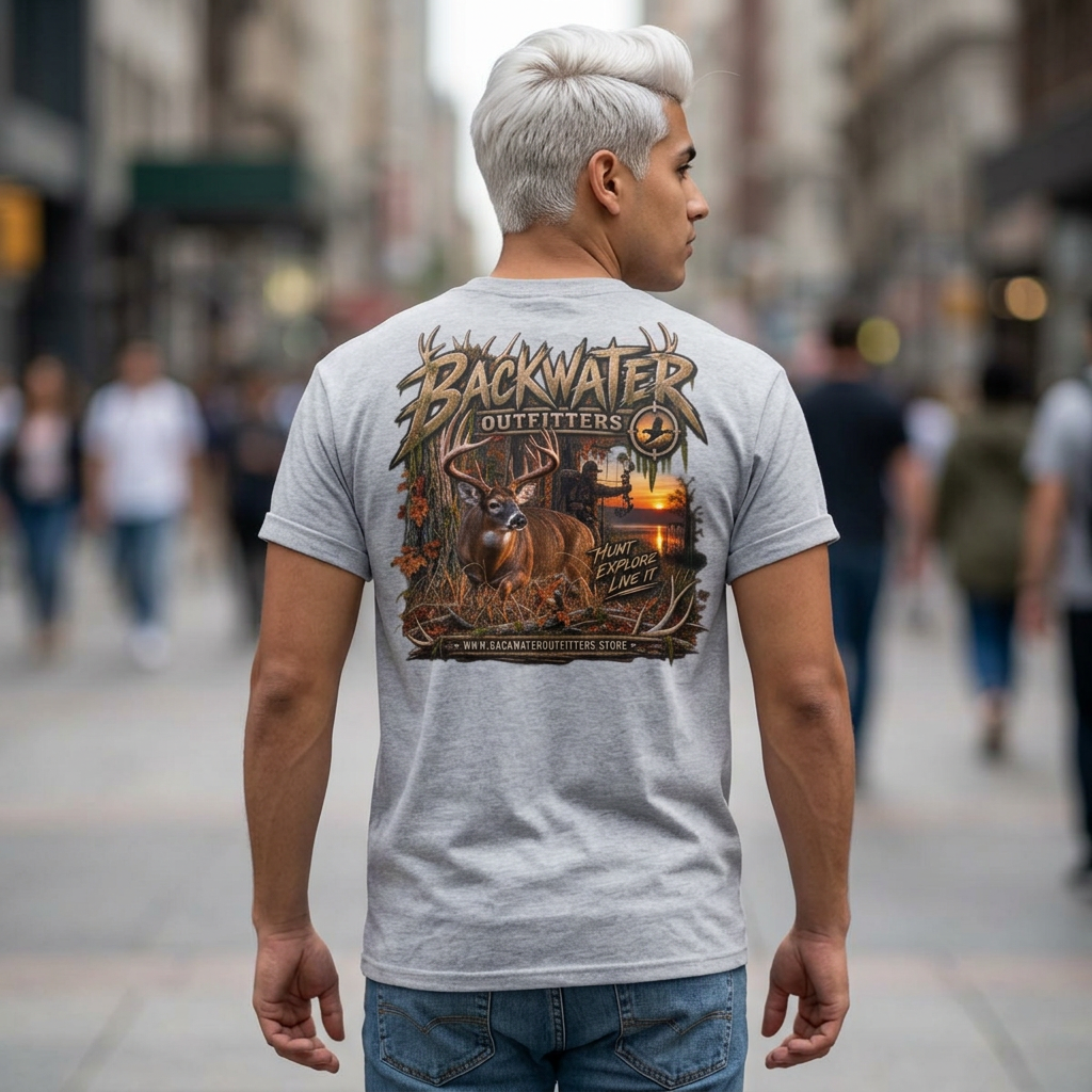 Backwater Outfitters Deer Hunting T-Shirt — Outdoor Hunting Graphic Tee Printify