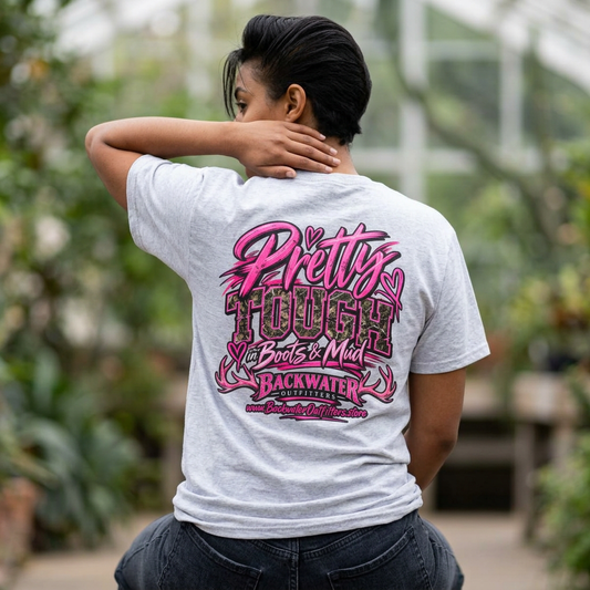 Women Backwater Outfitters "Pretty Tough" Fishing T-Shirt Printify