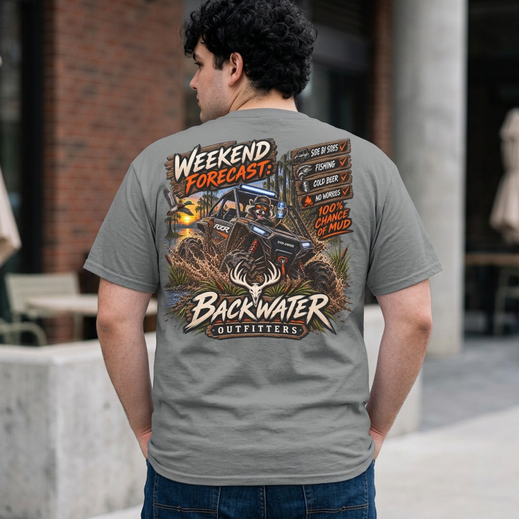Backwater Outfitters "Weekend Forecast" T-Shirt Printify