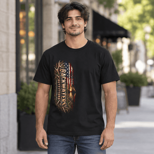 Backwater Outfitters 250 American Flag Fishing T-Shirt