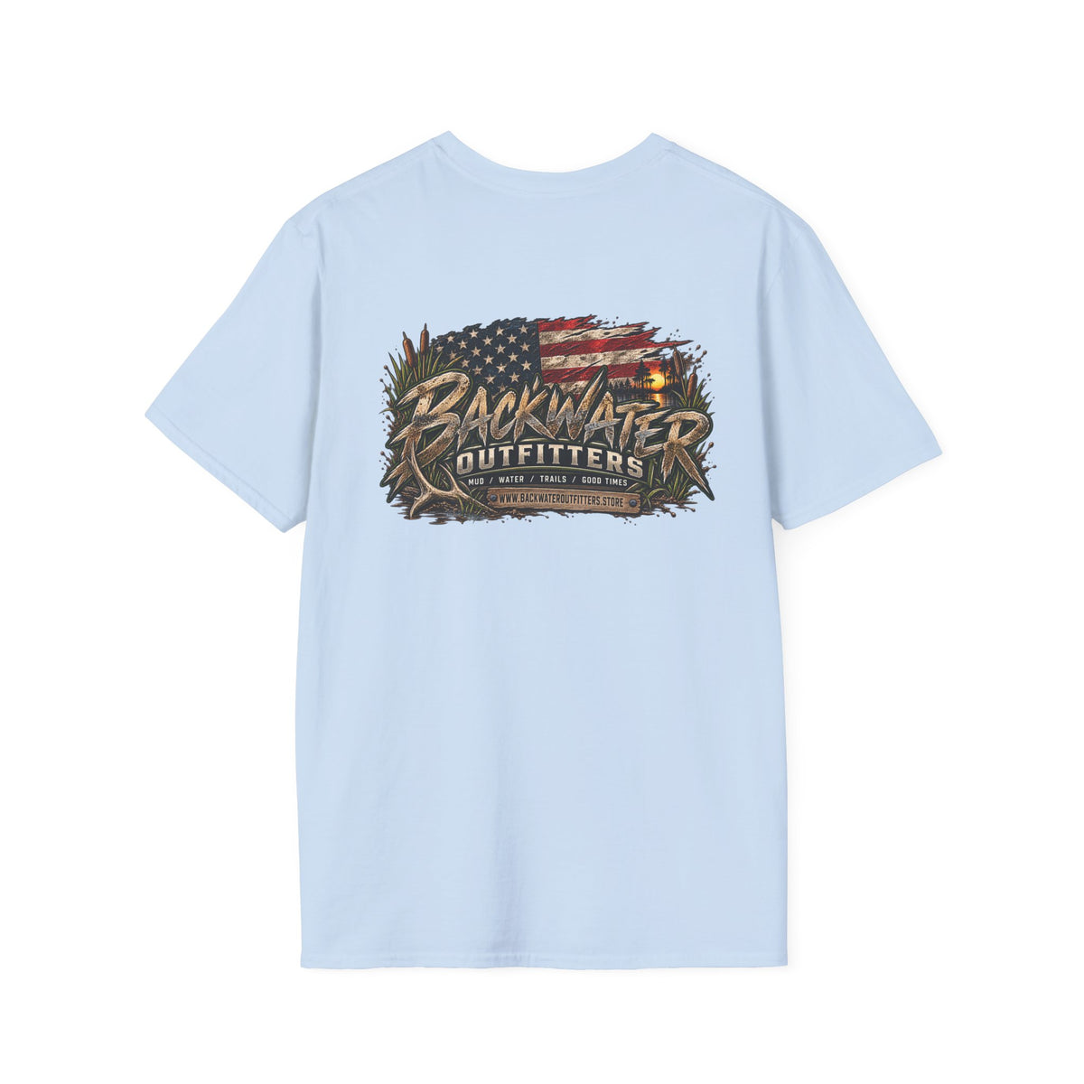 Simply Backwater Outfitters Flag Graphic T-Shirt — American Rustic Fishing Tee Printify