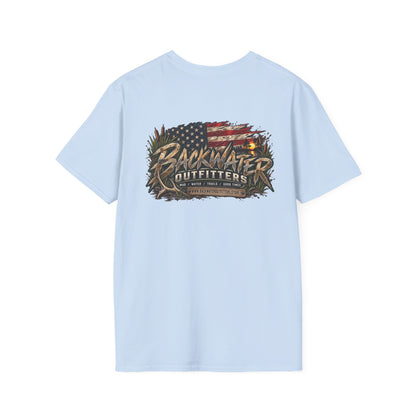 Simply Backwater Outfitters Flag Graphic T-Shirt — American Rustic Fishing Tee Printify