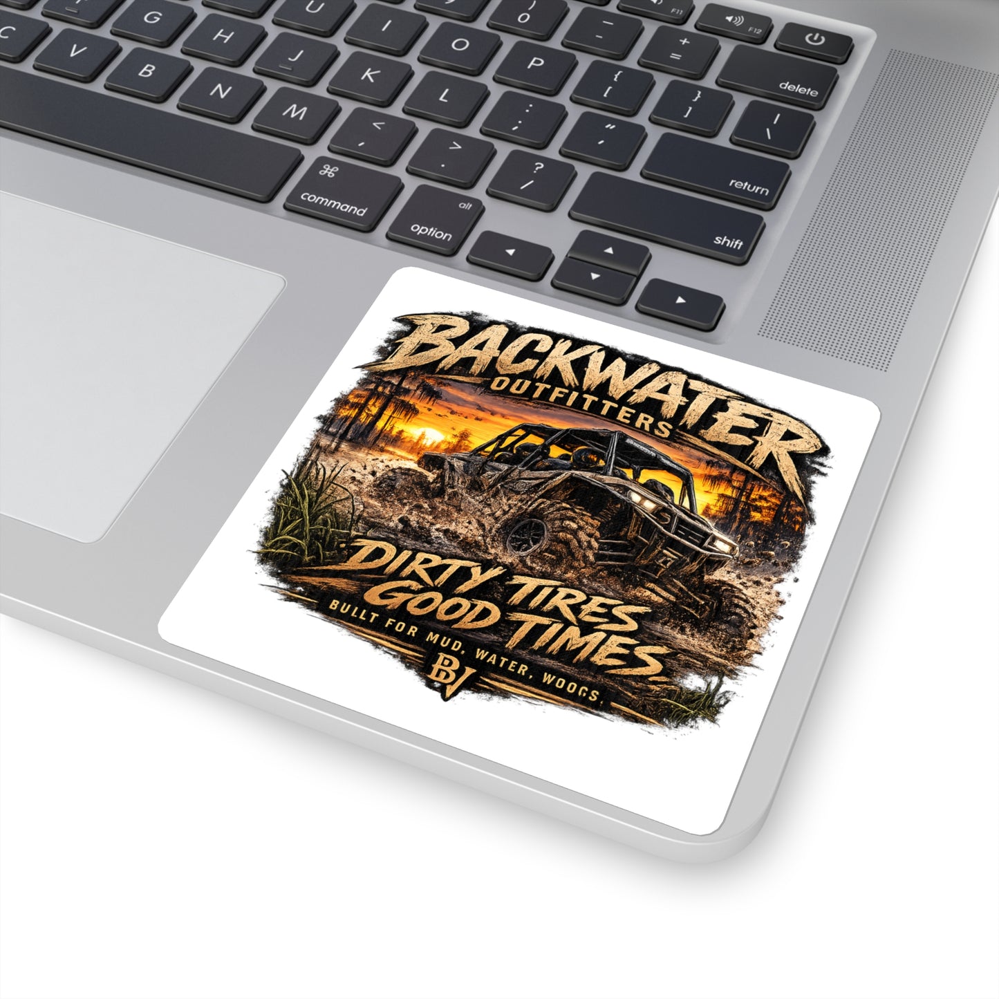 Backwater Outfitters Square Sticker — "Dirty Tires Good Times" Off-Road UTV Mudding Decal