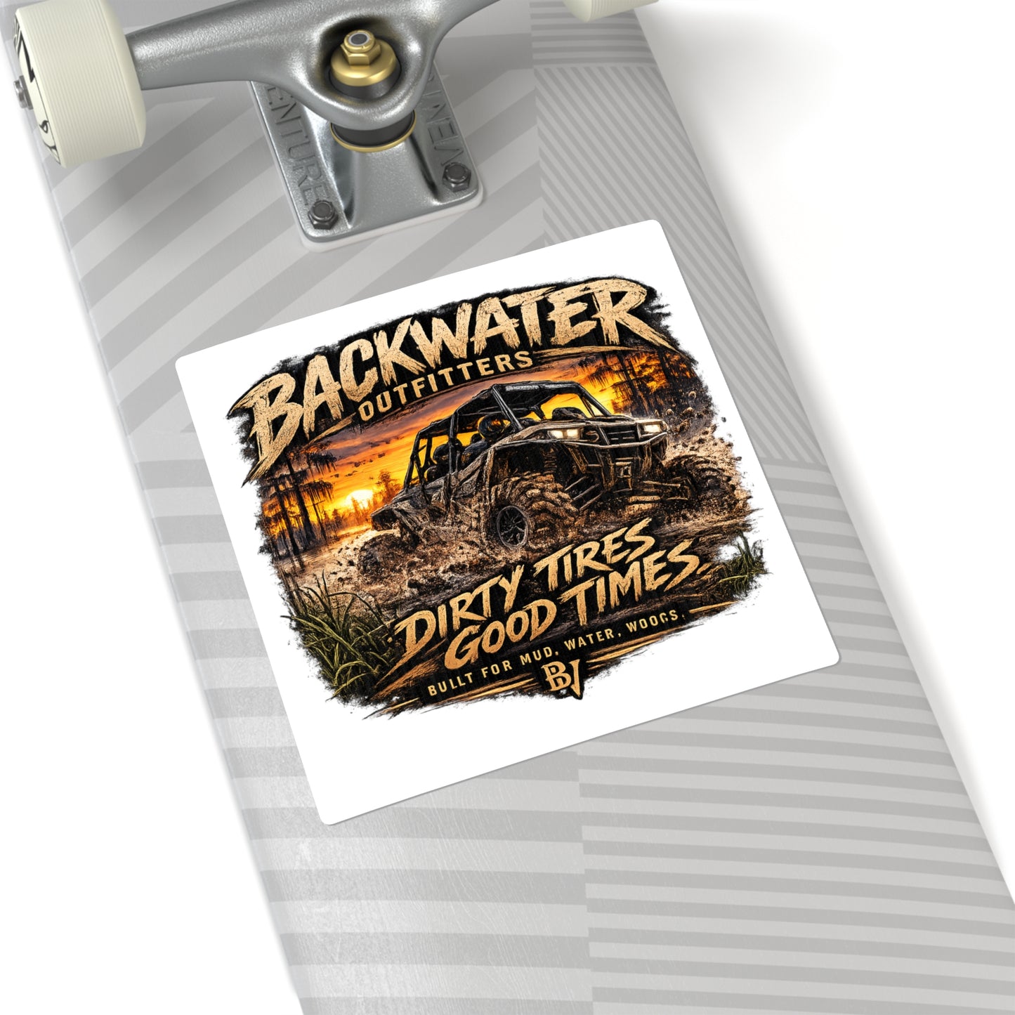 Backwater Outfitters Square Sticker — "Dirty Tires Good Times" Off-Road UTV Mudding Decal