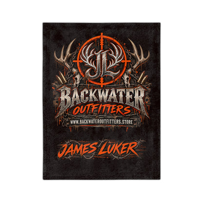 Backwater Outfitters Personalized Velveteen Blanket — "James Luker" Hunting Logo Throw Printify