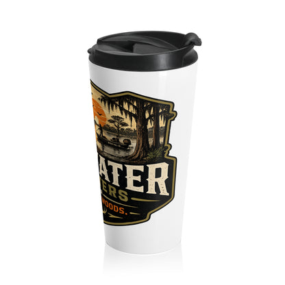Outdoor Outfitters Stainless Steel Travel Mug — "Backwater Outfitters" Vintage Hunting & Fishing Insulated Tumbler