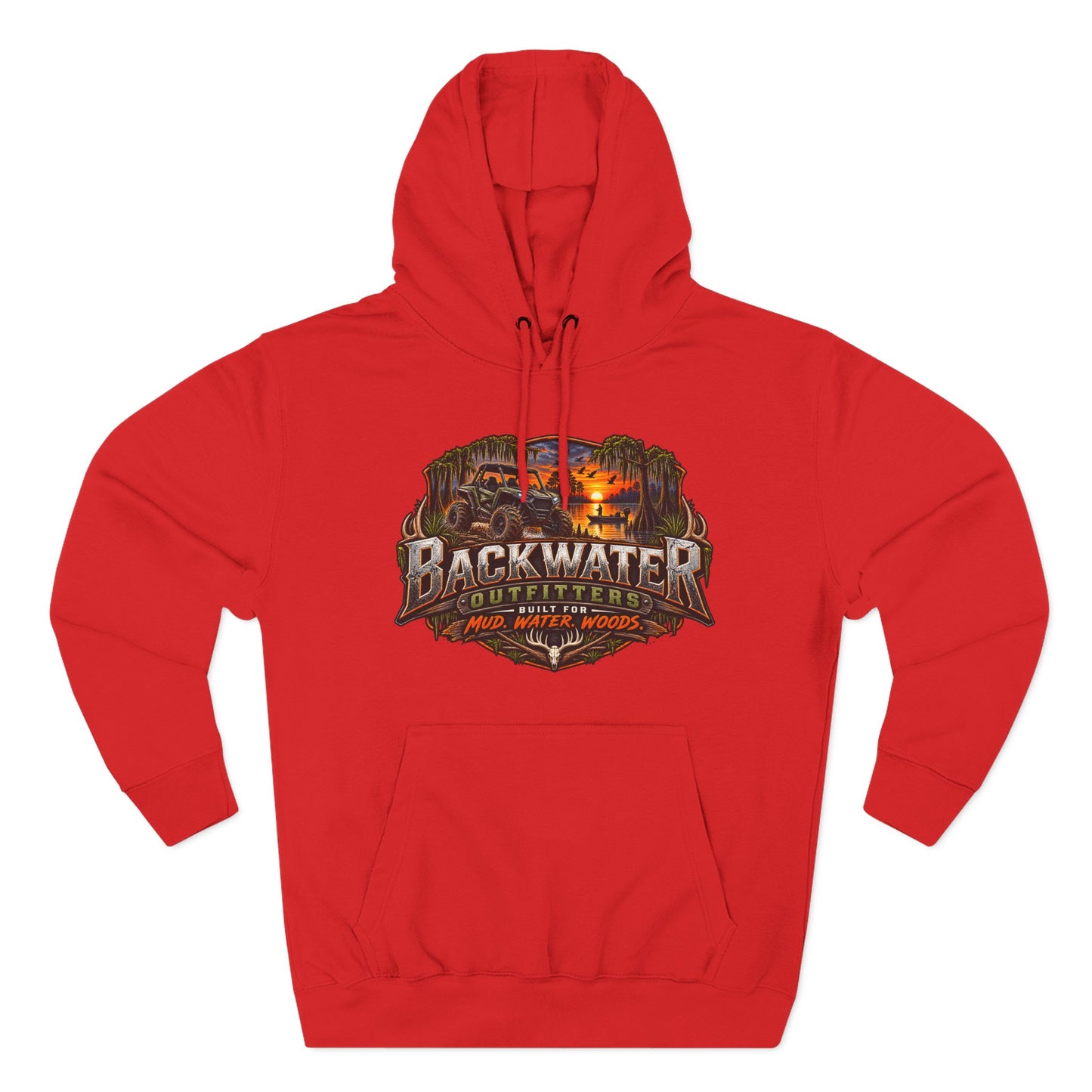 Backwater Outfitters Hoodie — Ride It, Hunt It, Fish It Graphic Pullover