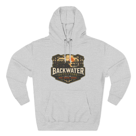 Backwater Outfitters Fishing Hoodie — “My Retirement Plan Has a Trolling Motor” Graphic