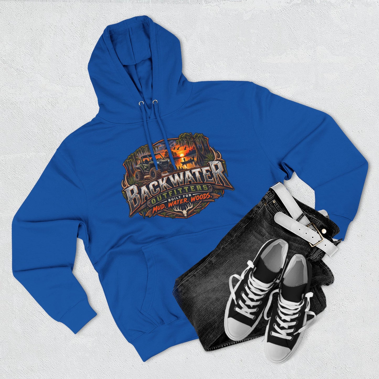 Backwater Outfitters Fishing Hoodie — "Master Baiter" Graphic Pullover