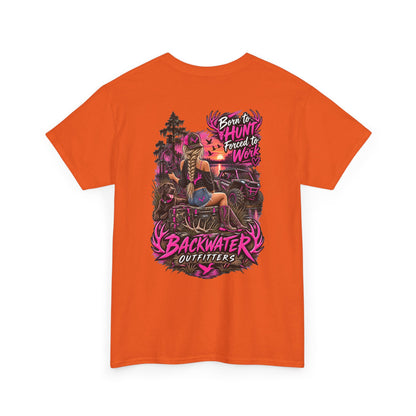 Backwater Outfitters Hunting Graphic Tee — "Born to Hunt, Forced to Work"