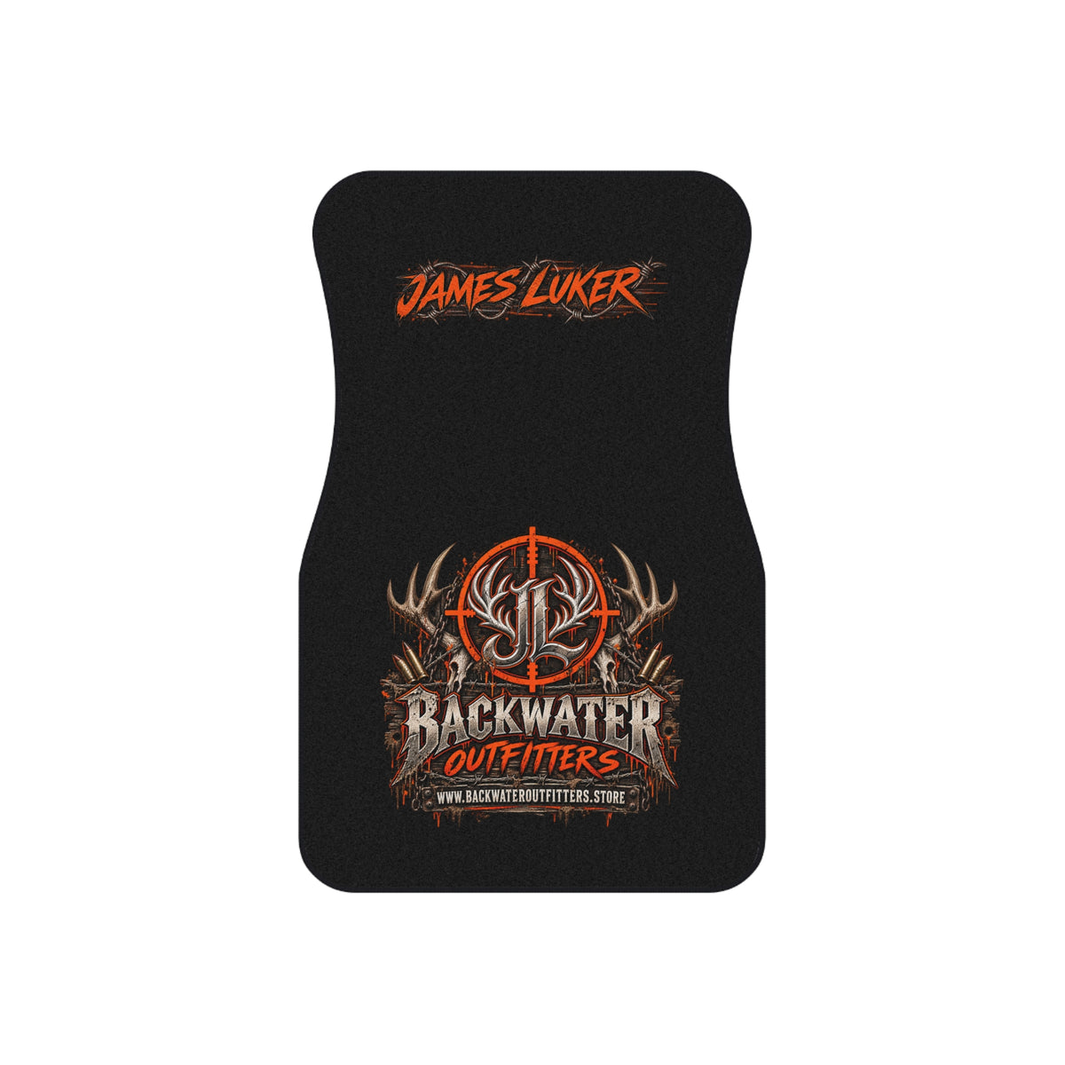 James Luker Backwater Outfitters Logo Car Mats (Set of 4) — Heavy-Duty Automotive Floor Liners Printify