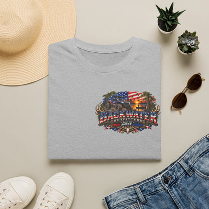 Patriotic Trailblazer T-Shirt — American Flag Motorcycle Graphic