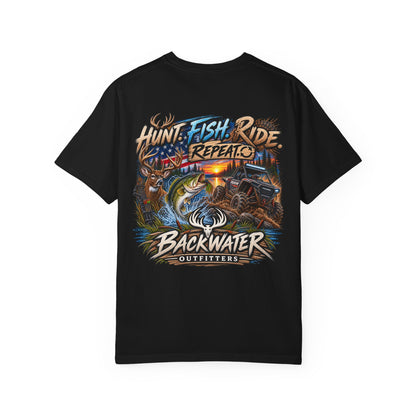 Backwater Outfitters "Hunt Fish Ride Repeat" T-Shirt
