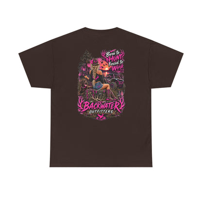 Backwater Outfitters Hunting Graphic Tee — "Born to Hunt, Forced to Work"