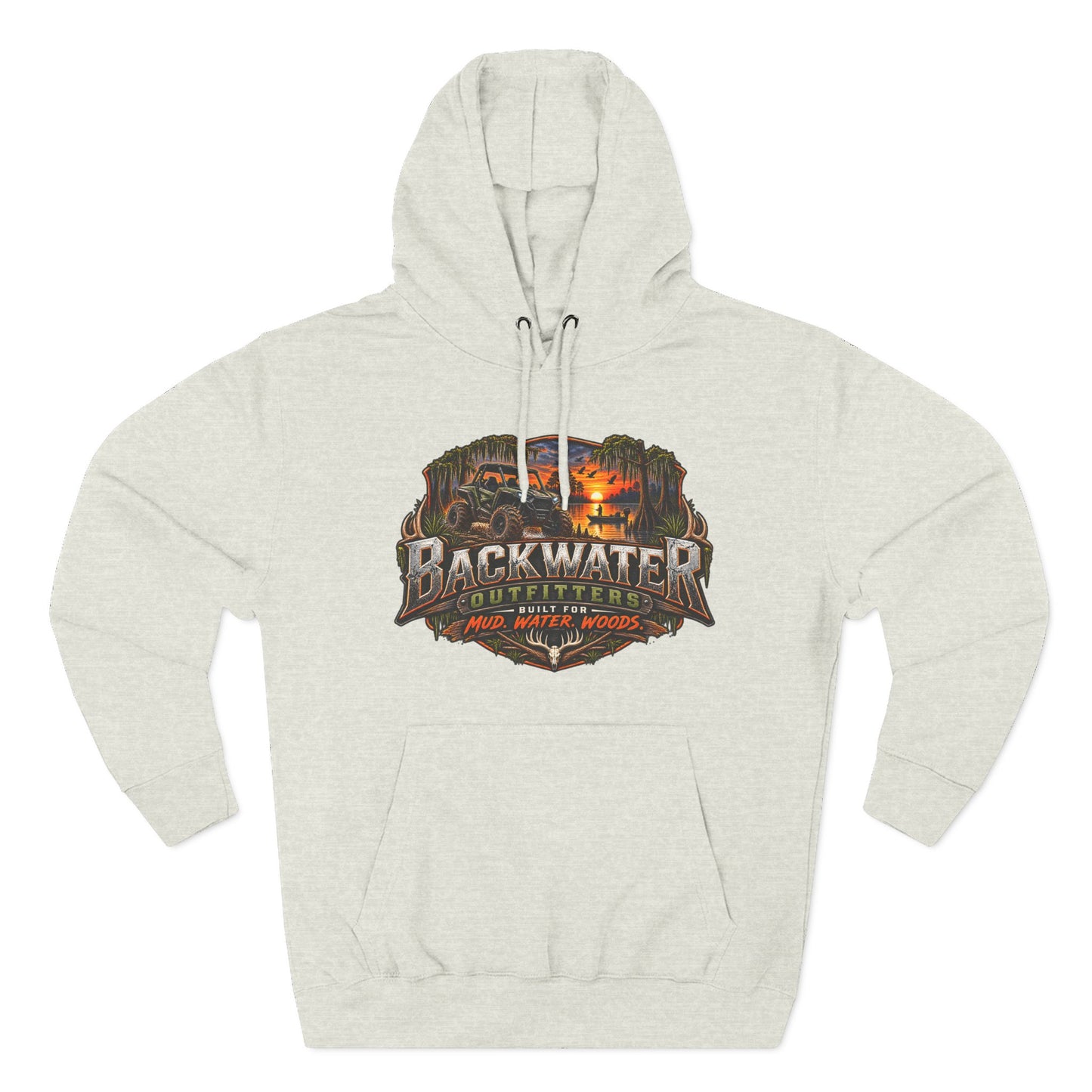 Backwater Outfitters Hoodie — Ride It, Hunt It, Fish It Graphic Pullover
