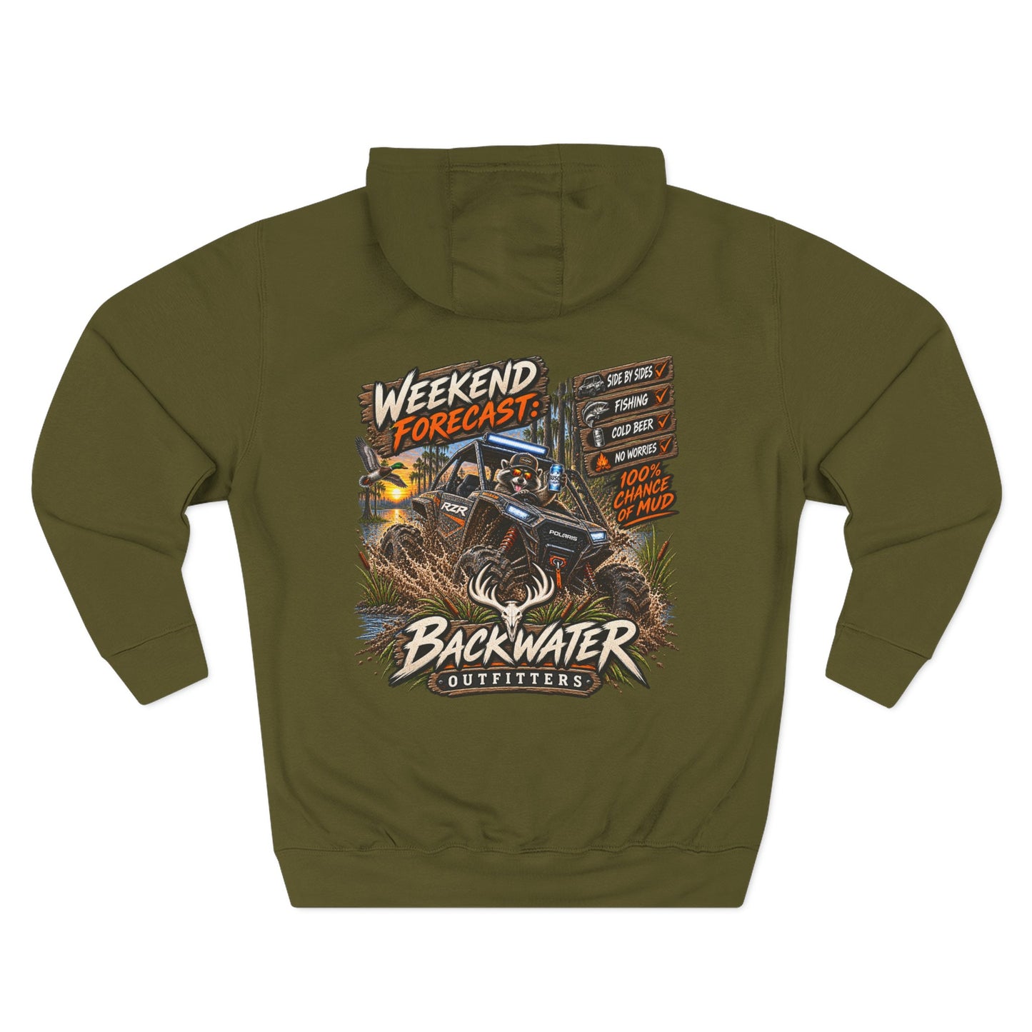 Backwater Outfitters "Weekend Forecast" Off-Road Hoodie — ATV Mud Riding Graphic Hoodie
