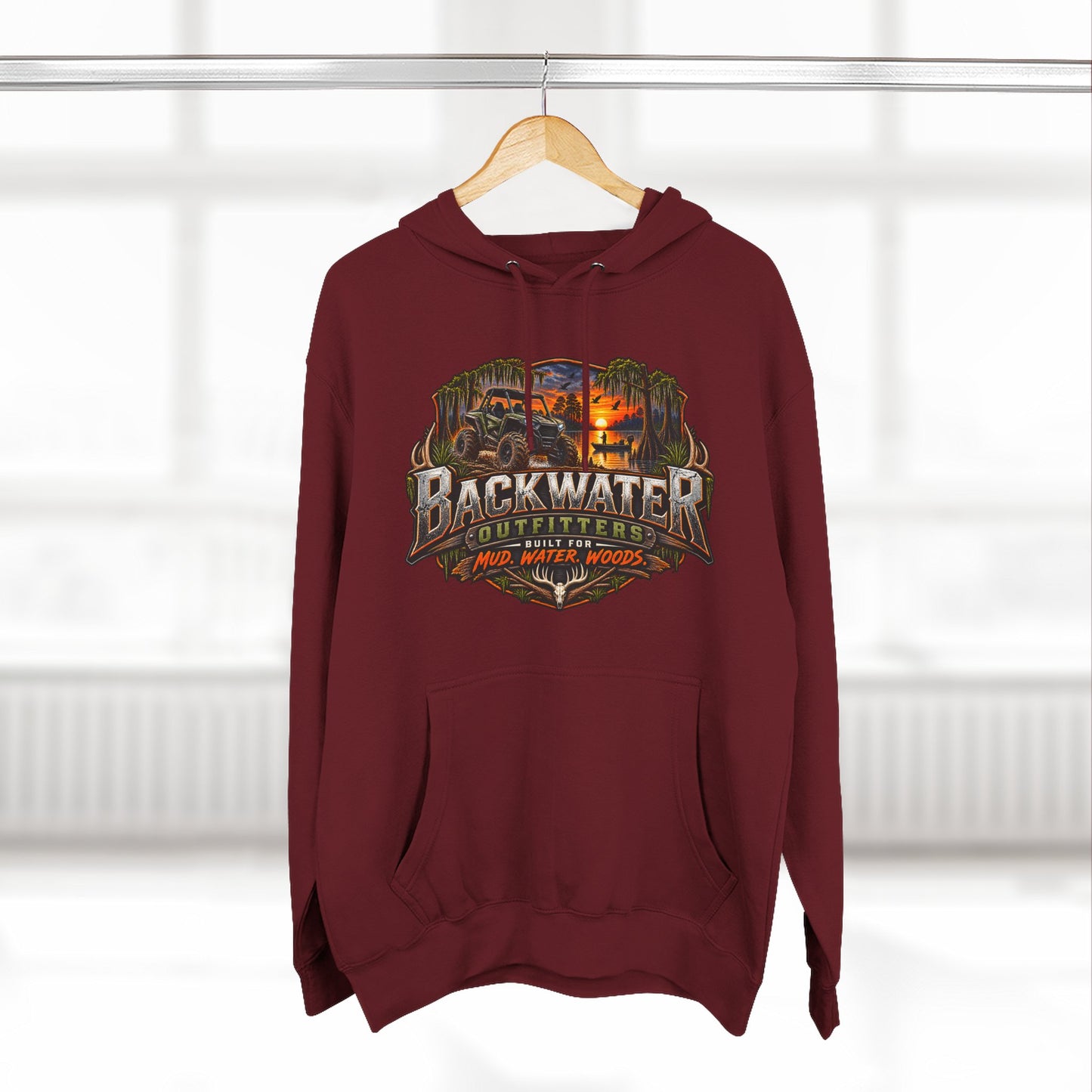 Backwater Outfitters Hoodie — 'Ride It • Hunt It • Fish It' Outdoor Pullover