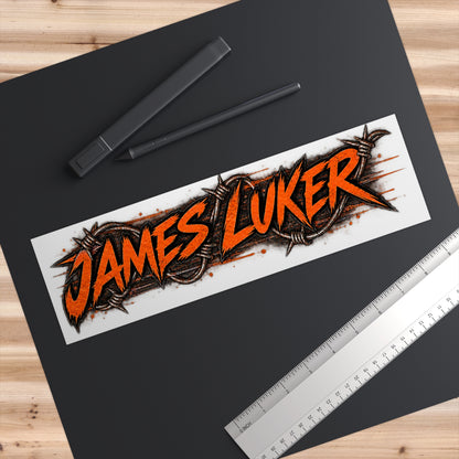James Luker Custom Name Bumper Sticker — “James Luker” Grunge Barbed Wire Design Printify