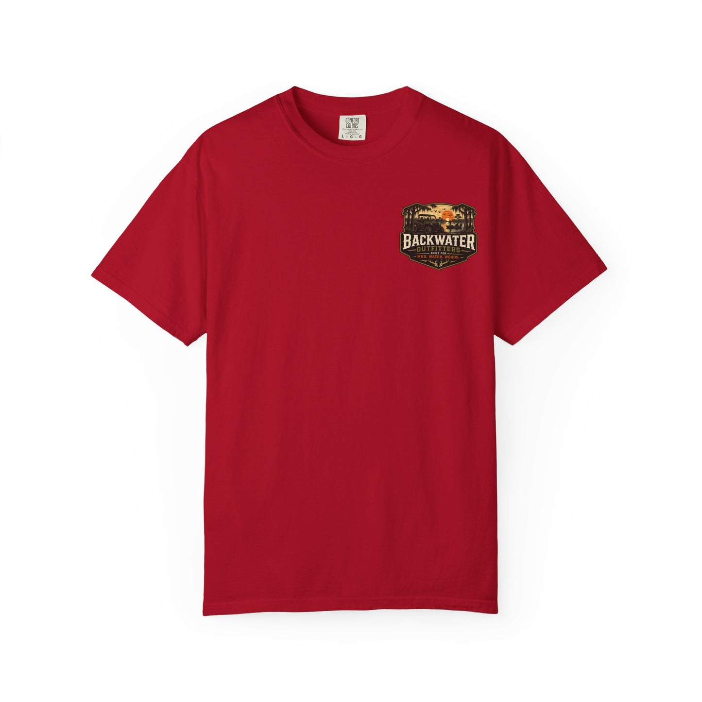 Backwater Outfitters Sunset Canoe T-Shirt — "Built for Mud. Water. Woods."