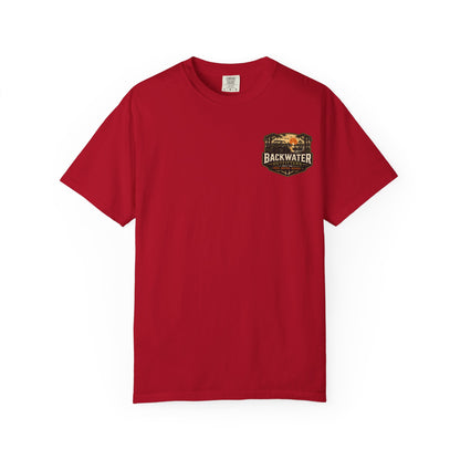 Backwater Outfitters Sunset Canoe T-Shirt — "Built for Mud. Water. Woods."