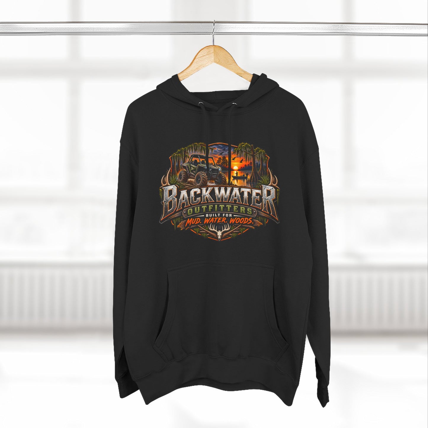 Backwater Outfitters Fishing Hoodie — "Master Baiter" Graphic Pullover