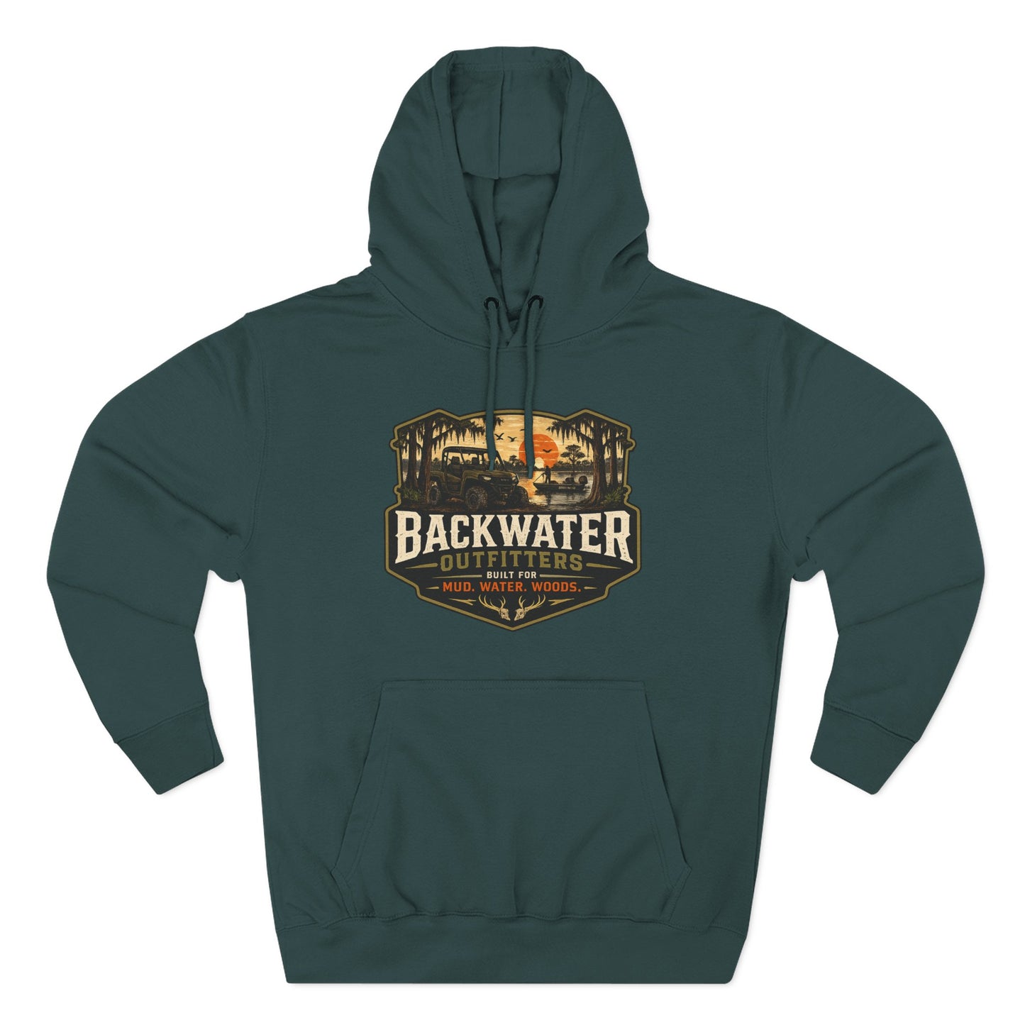 Backwater Outfitters Fishing Hoodie — “My Retirement Plan Has a Trolling Motor” Graphic