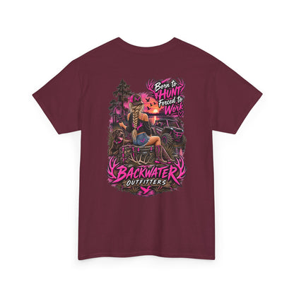 Backwater Outfitters Hunting Graphic Tee — "Born to Hunt, Forced to Work"