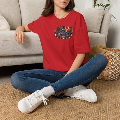 Patriotic Trailblazer T-Shirt — American Flag Motorcycle Graphic