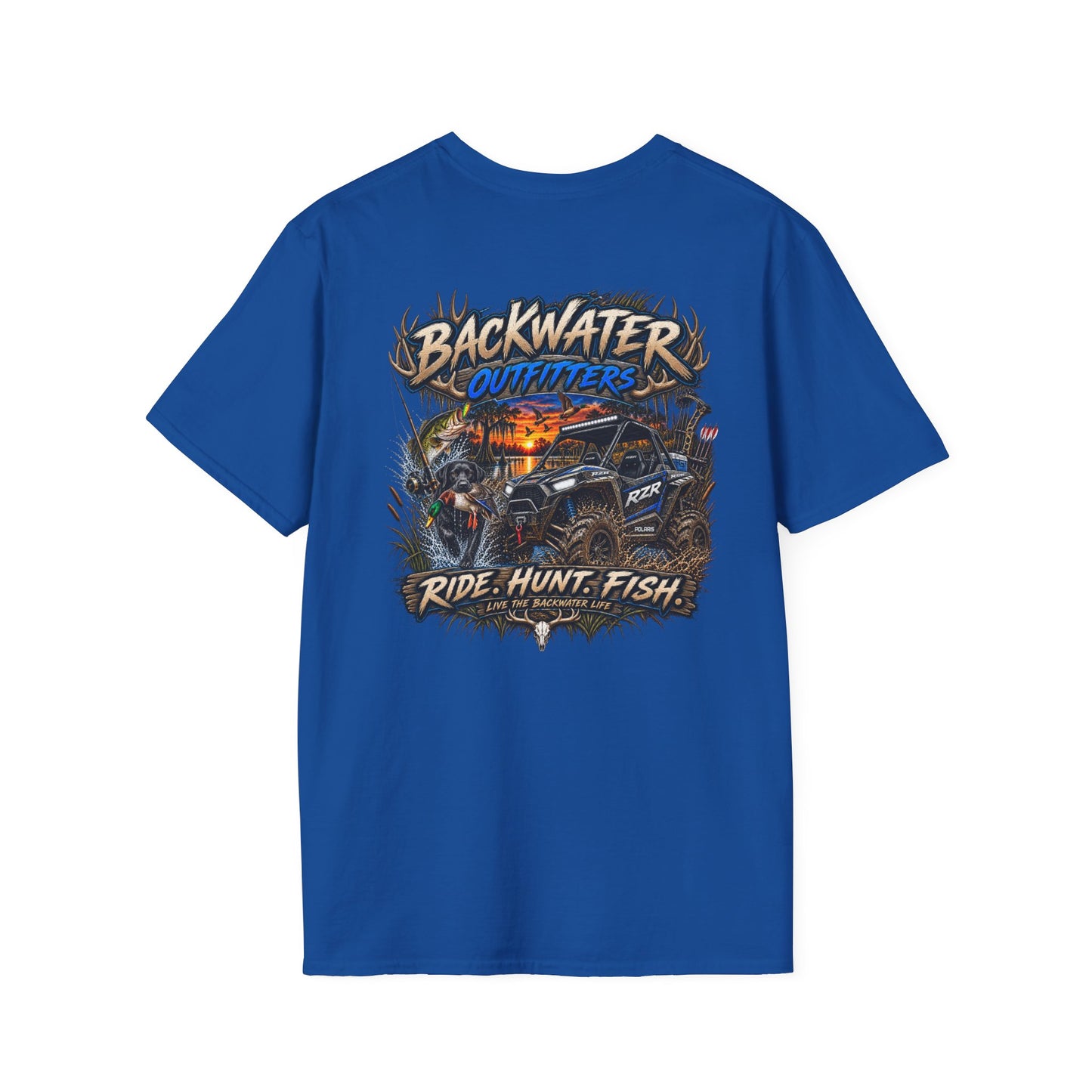 Backwater Outfitters T-Shirt — Rustic Camping & Fishing Logo Tee