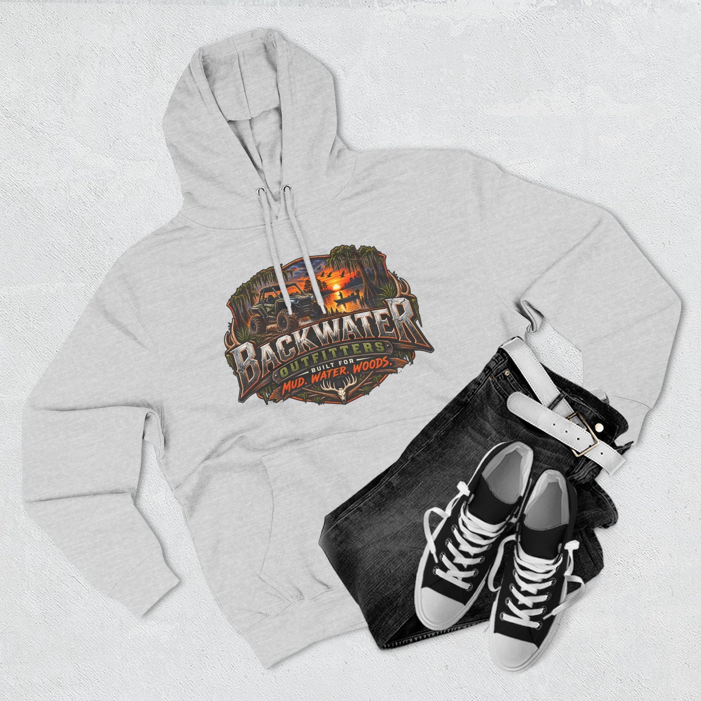Backwater Outfitters Fishing Hoodie — "Master Baiter" Graphic Pullover
