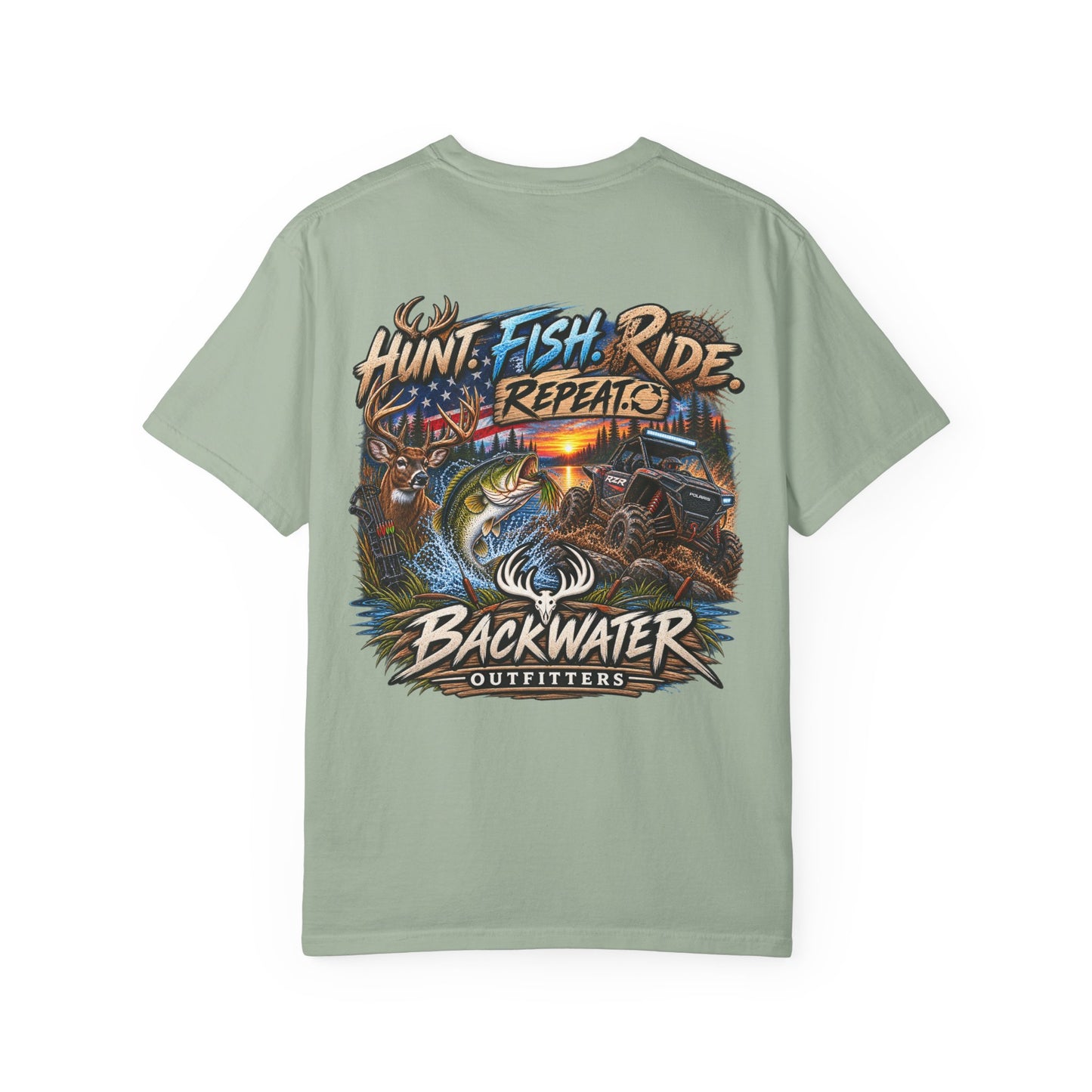 Backwater Outfitters "Hunt Fish Ride Repeat" T-Shirt