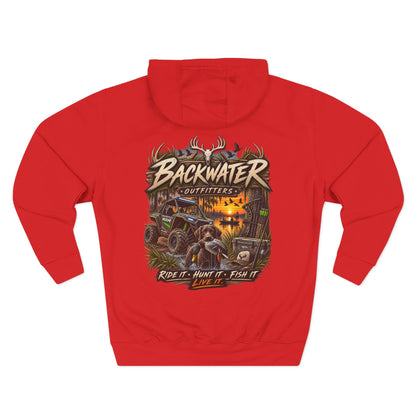 Backwater Outfitters Hoodie — 'Ride It • Hunt It • Fish It' Outdoor Pullover