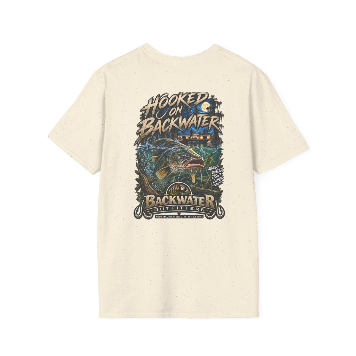 Hooked on Backwater Fishing T-Shirt — Bass Angler Graphic Tee Printify