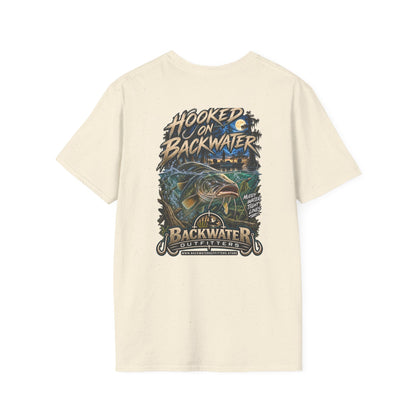Hooked on Backwater Fishing T-Shirt — Bass Angler Graphic Tee Printify
