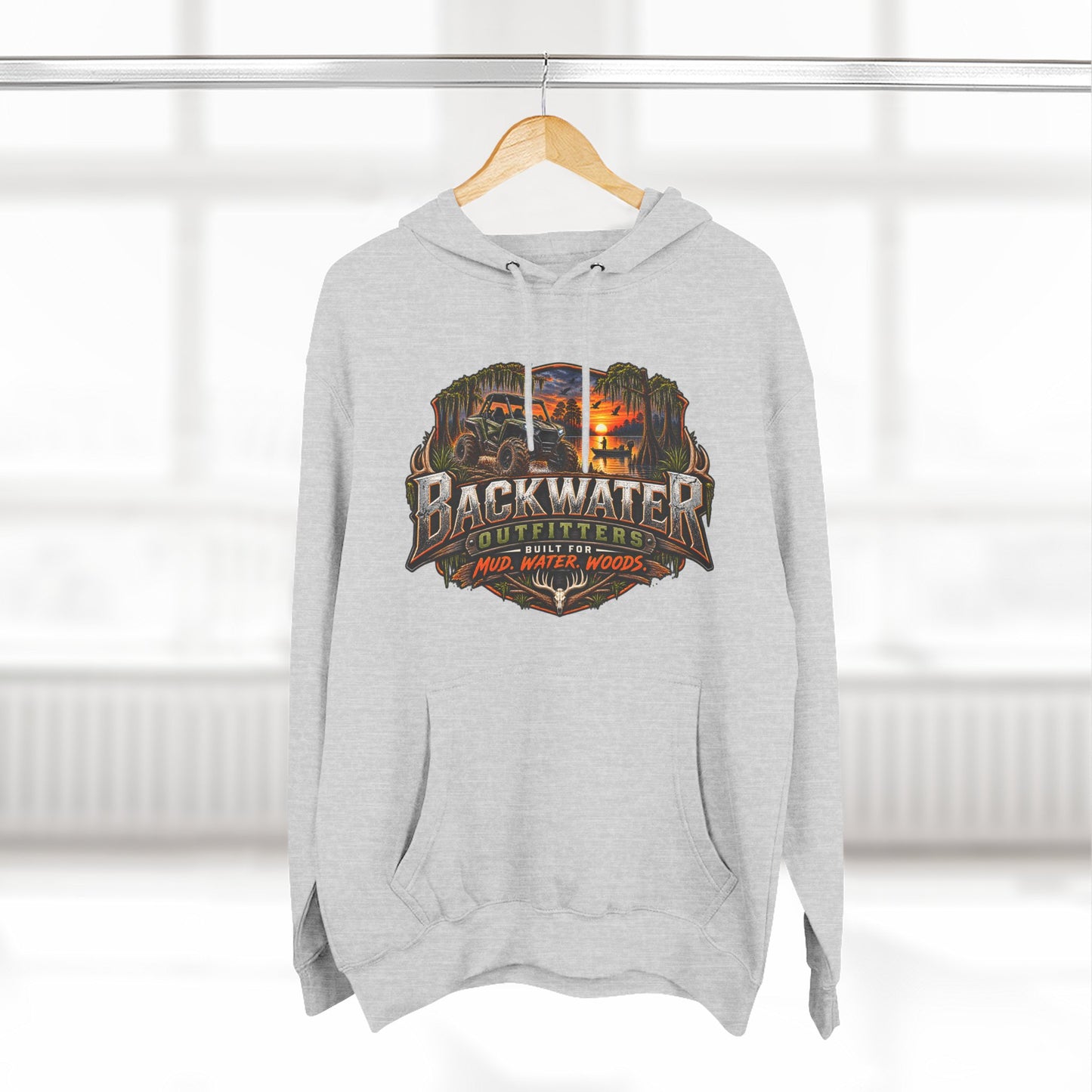 Backwater Outfitters Fishing Hoodie — "Master Baiter" Graphic Pullover