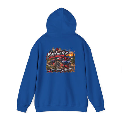 Backwater Outfitters Hoodie — American Flag Outdoor Fishing & Off-Road Pullover Printify