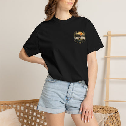 Backwater Outfitters Sunset Canoe T-Shirt — "Built for Mud. Water. Woods."