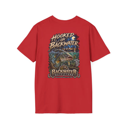 Hooked on Backwater Fishing T-Shirt — Bass Angler Graphic Tee Printify