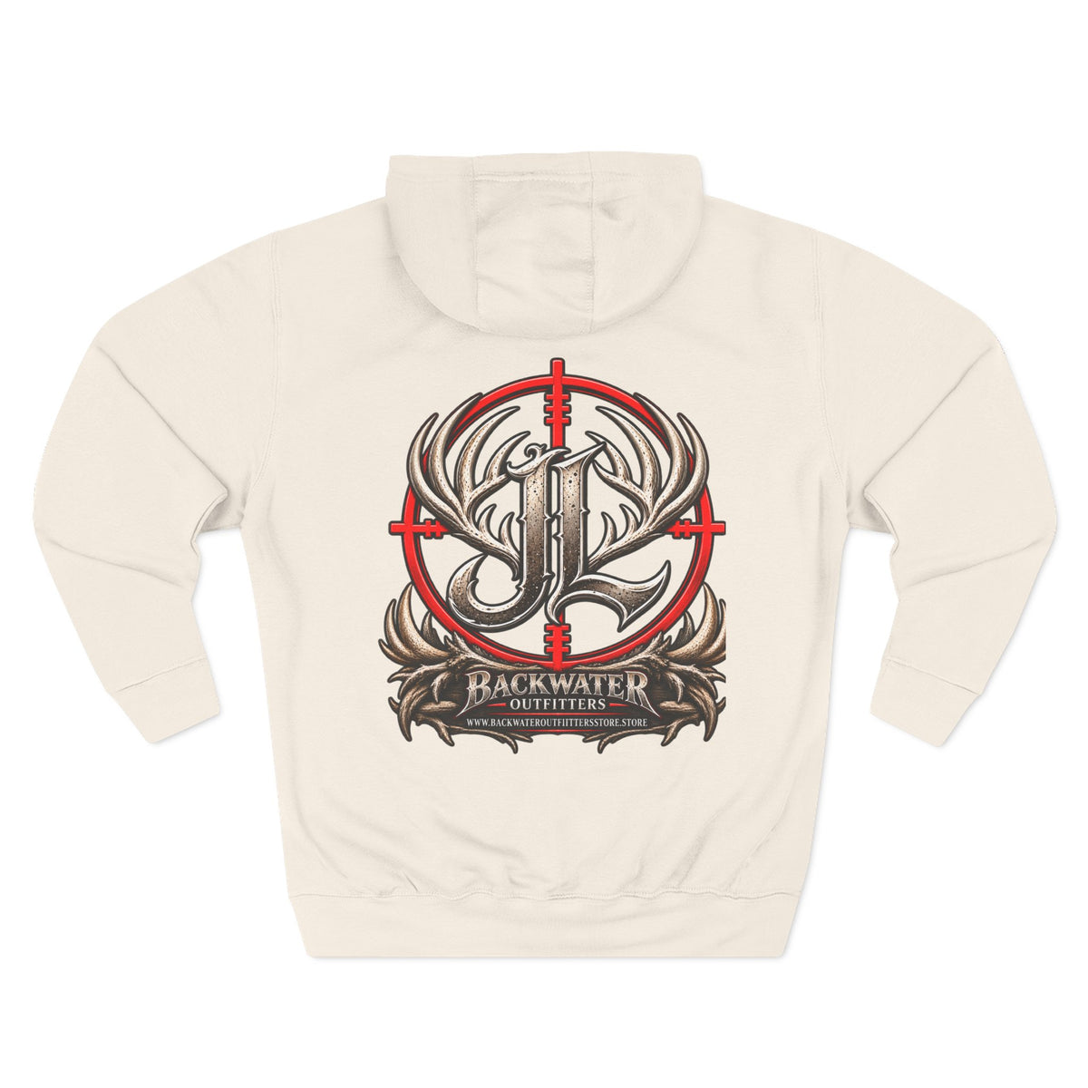 James Luker Hunting Logo Hoodie — Backwater Outfitters Antler Crest Fleece Hoodie Printify