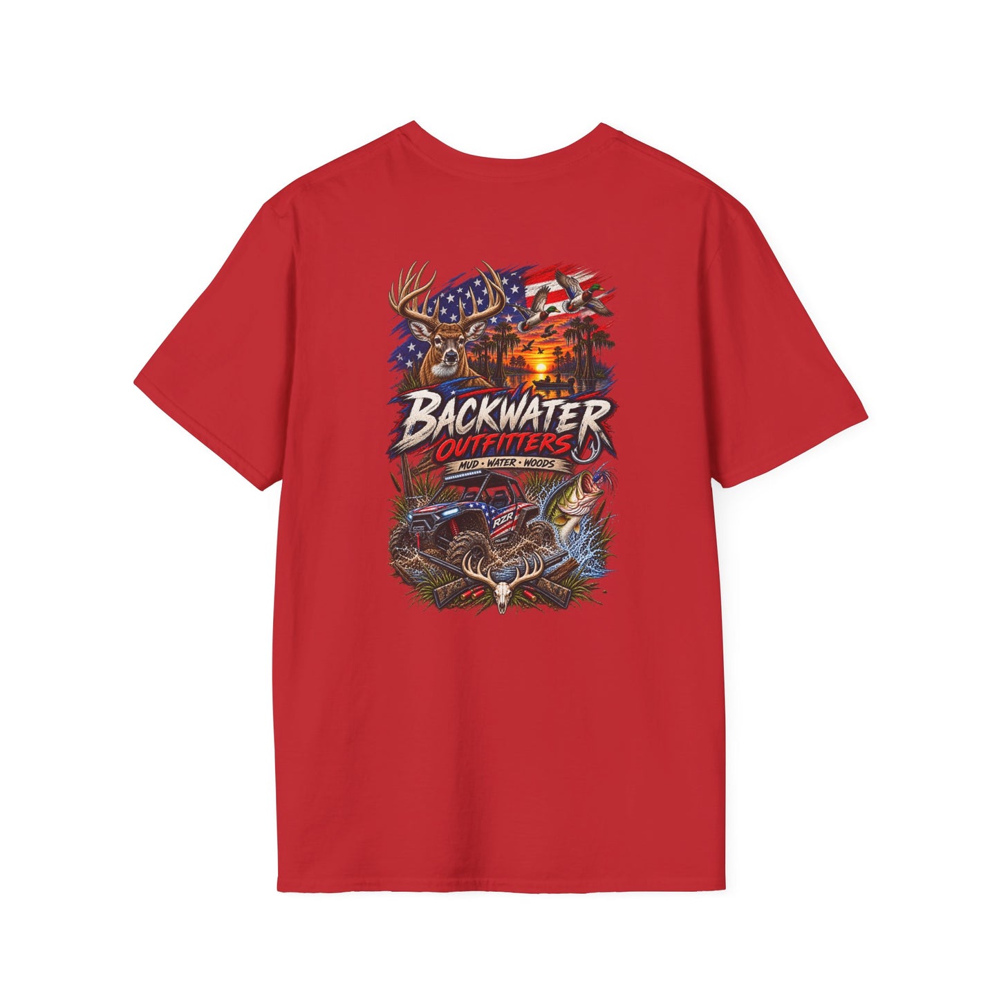 Backwater Outfitters Fishing T-Shirt – American Flag Fish Logo
