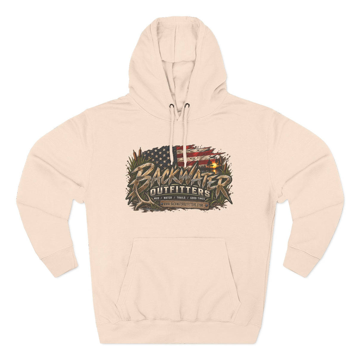 Backwater Outfitters Off-Road Hoodie – American Flag & UTV Graphic Fleece Printify
