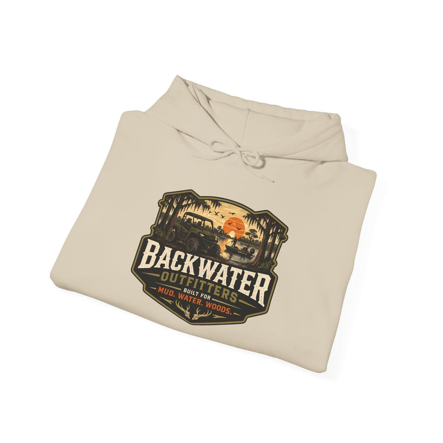 Backwater Outfitters Hoodie – "Can't Talk, I'm in a Stand Meeting" Hunting Hoodie